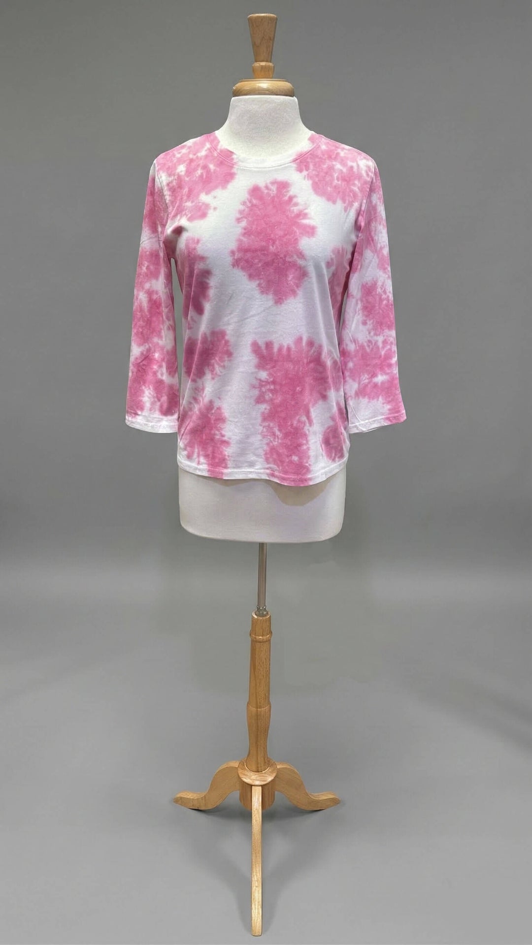 Pure Amici 3/4 Sleeve Crew in Pink Tie Dye - Mildred Hoit