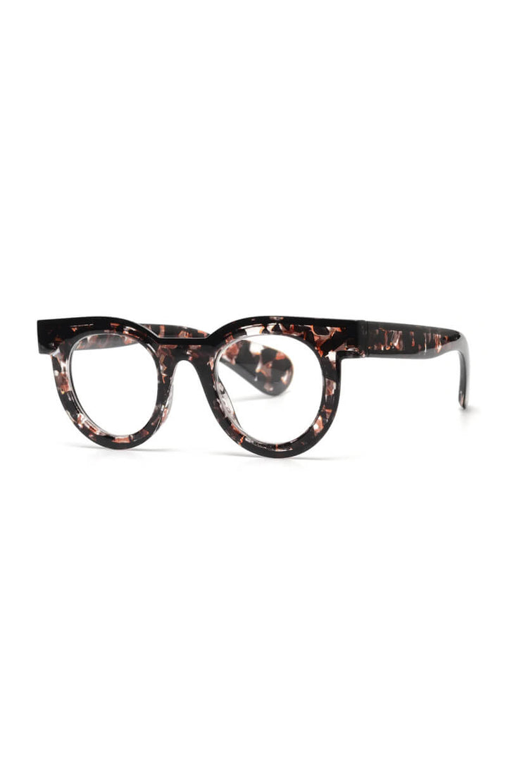 Kai Reading Glasses in Crackled Brown available at Mildred Hoit in Palm Beach.