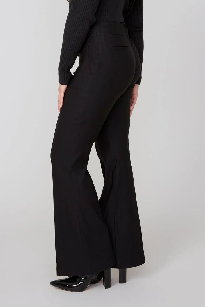 Knit Pull-On Flare Pants in Black