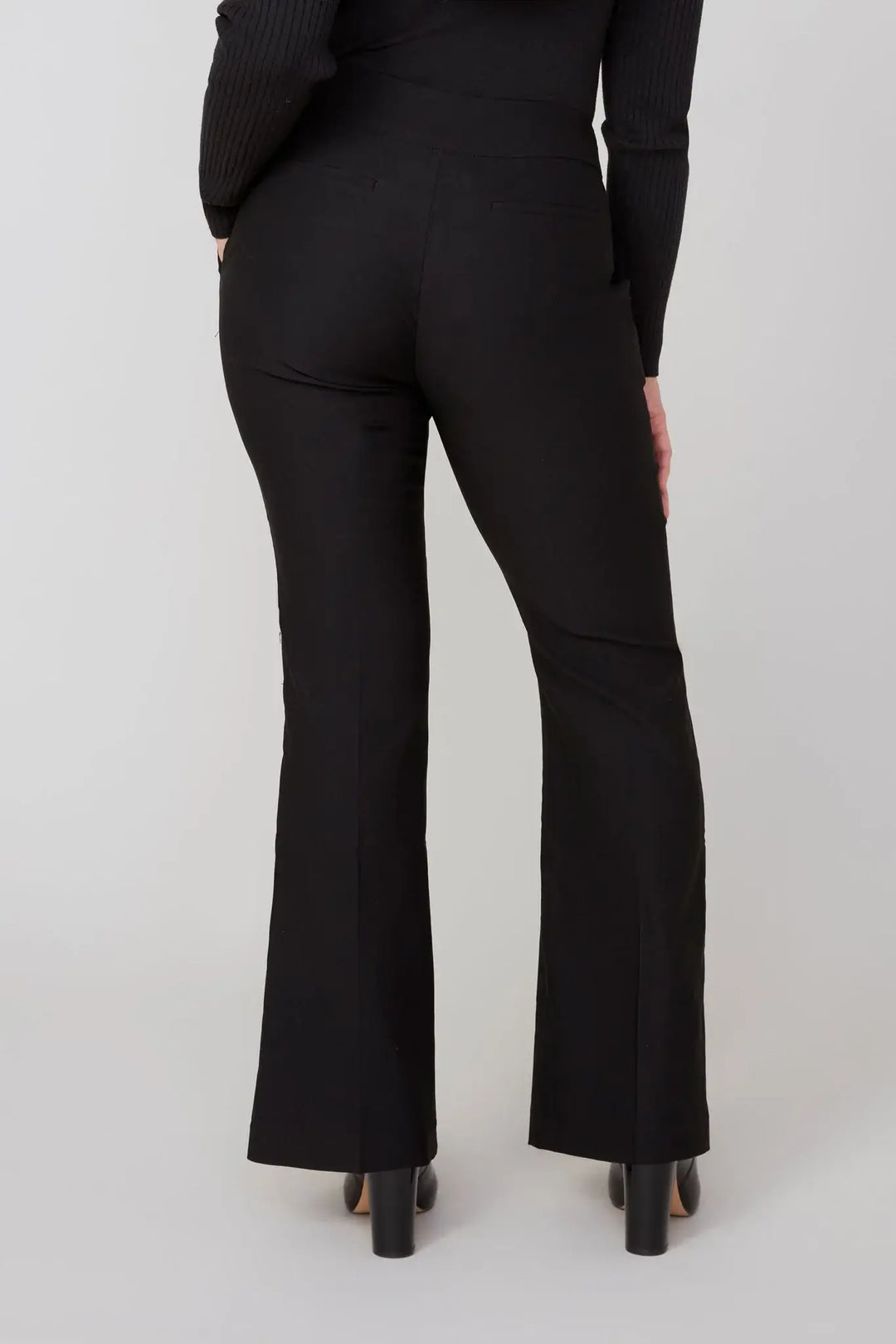 Knit Pull-On Flare Pants in Black