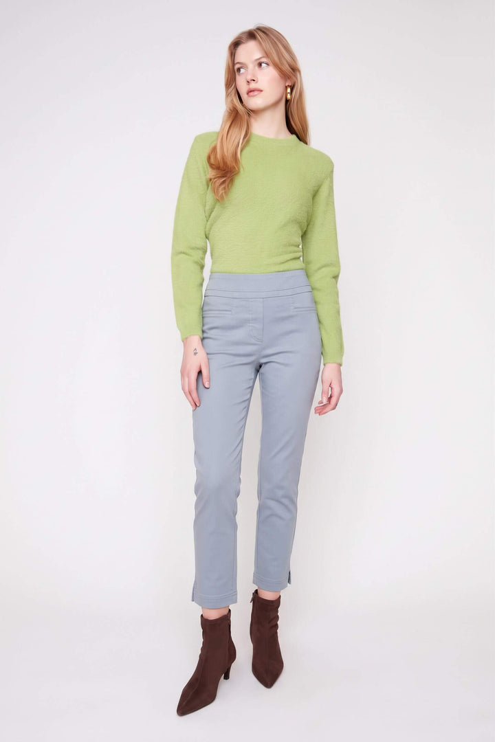 Pull-On Slim Ankle Colored Denim Pants in Ashley Blue