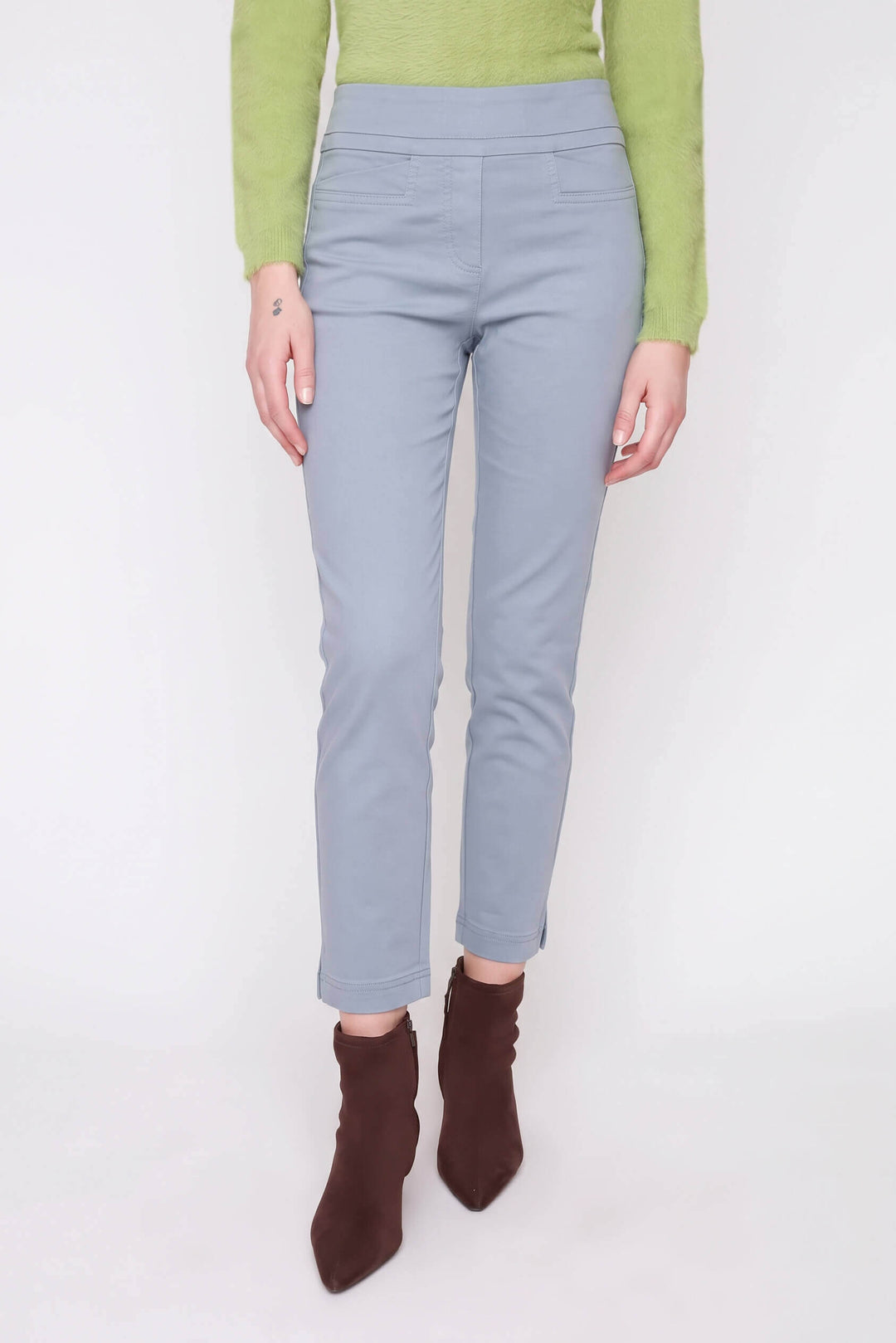 Pull-On Slim Ankle Colored Denim Pants in Ashley Blue