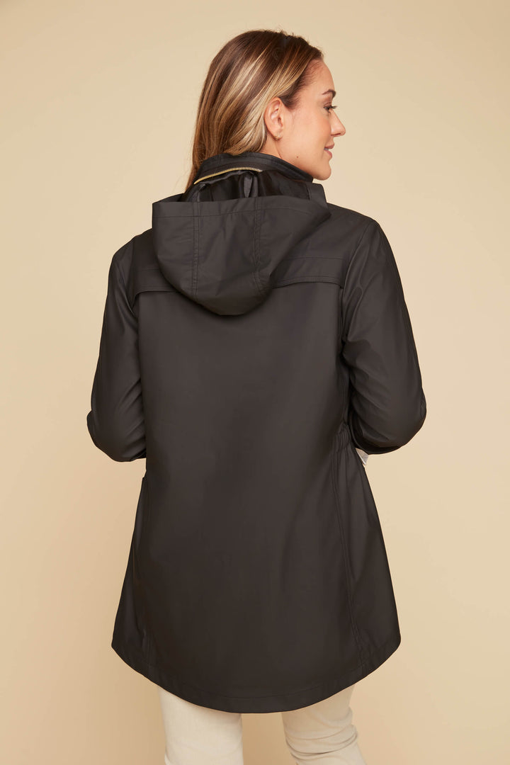 Back View of Raincoat in Black