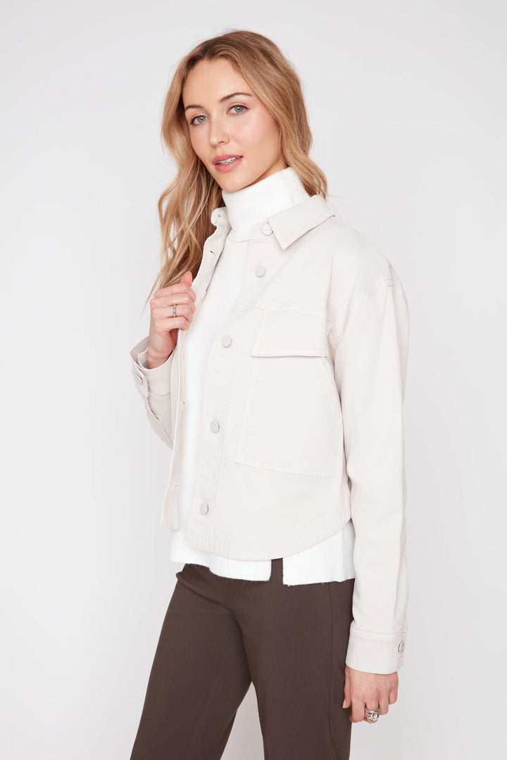 Colored Denim Boxy Utility Jacket Oyster