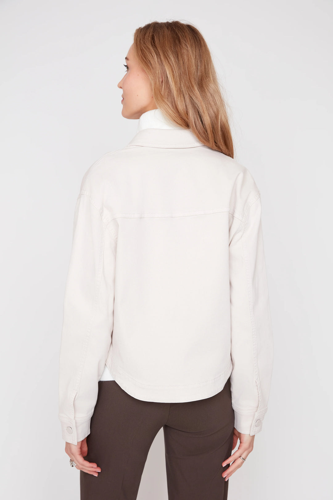 Colored Denim Boxy Utility Jacket Oyster