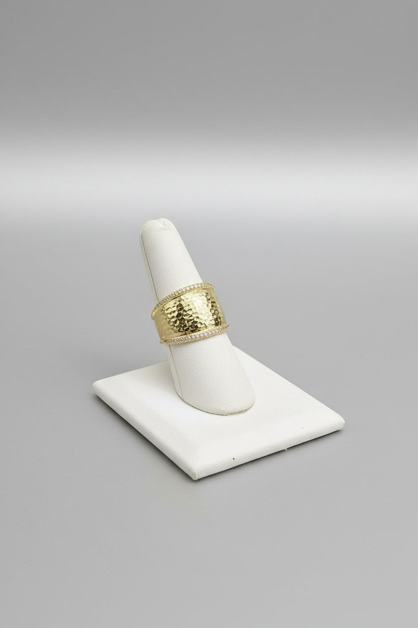 Wide Hammered Band with Diamonds - Mildred Hoit