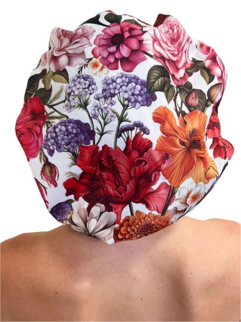 Floral Burst Shower Cap in White
