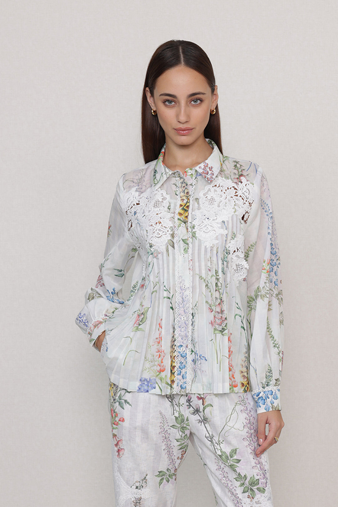 Ranna Gill Bloomlet Pleated Shirt - Mildred Hoit