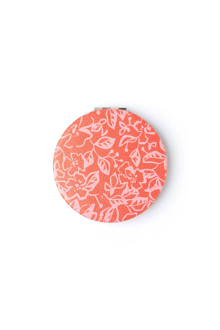 Red and Pink Flower Compact Mirror