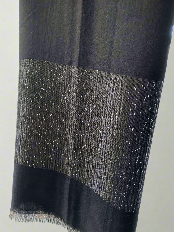 Kinross Sequin Border Shawl in Black