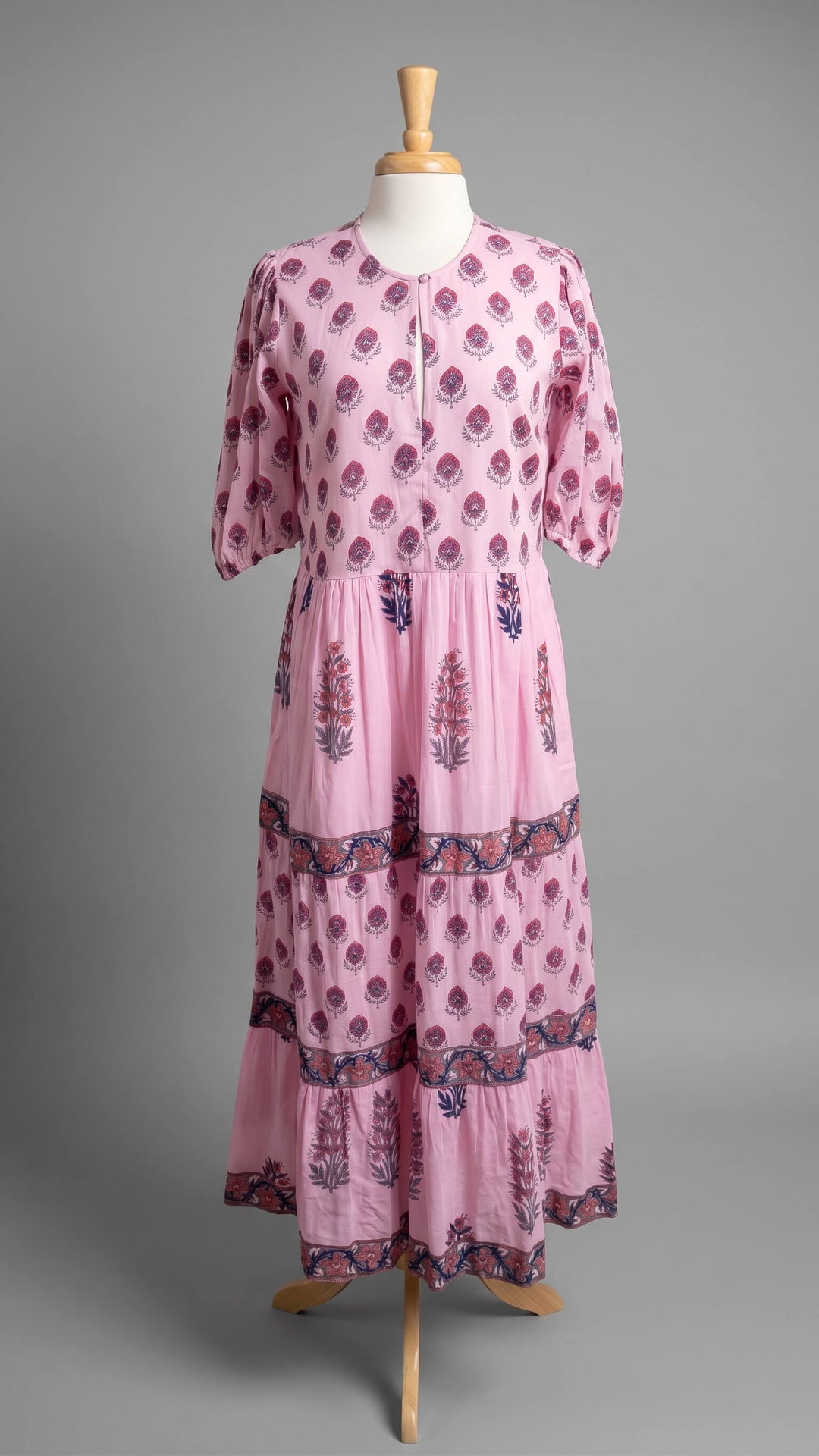Remi Block Print Maxi Dress in Pink Floral