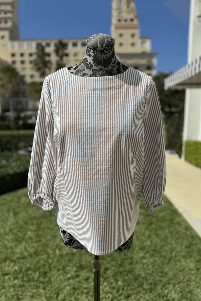 Renaur Seersucker Top in Nutmeg available at Mildred Hoit in Palm Beach.