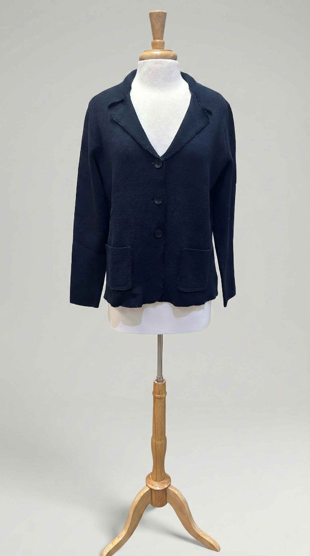 Knit Button Sweater Jacket New Midnight - Mildred Hoit
