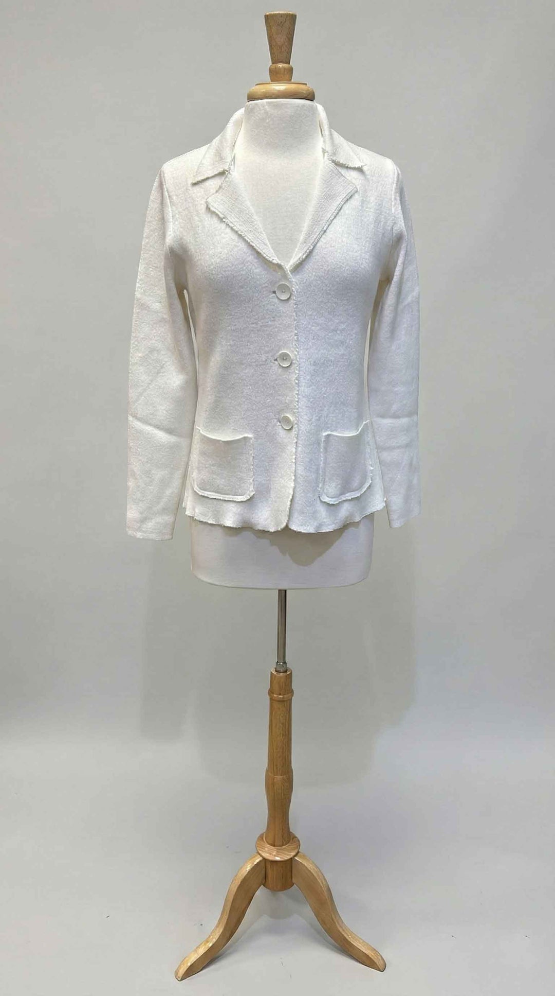 Knit Button Sweater Jacket Creme - Mildred Hoit