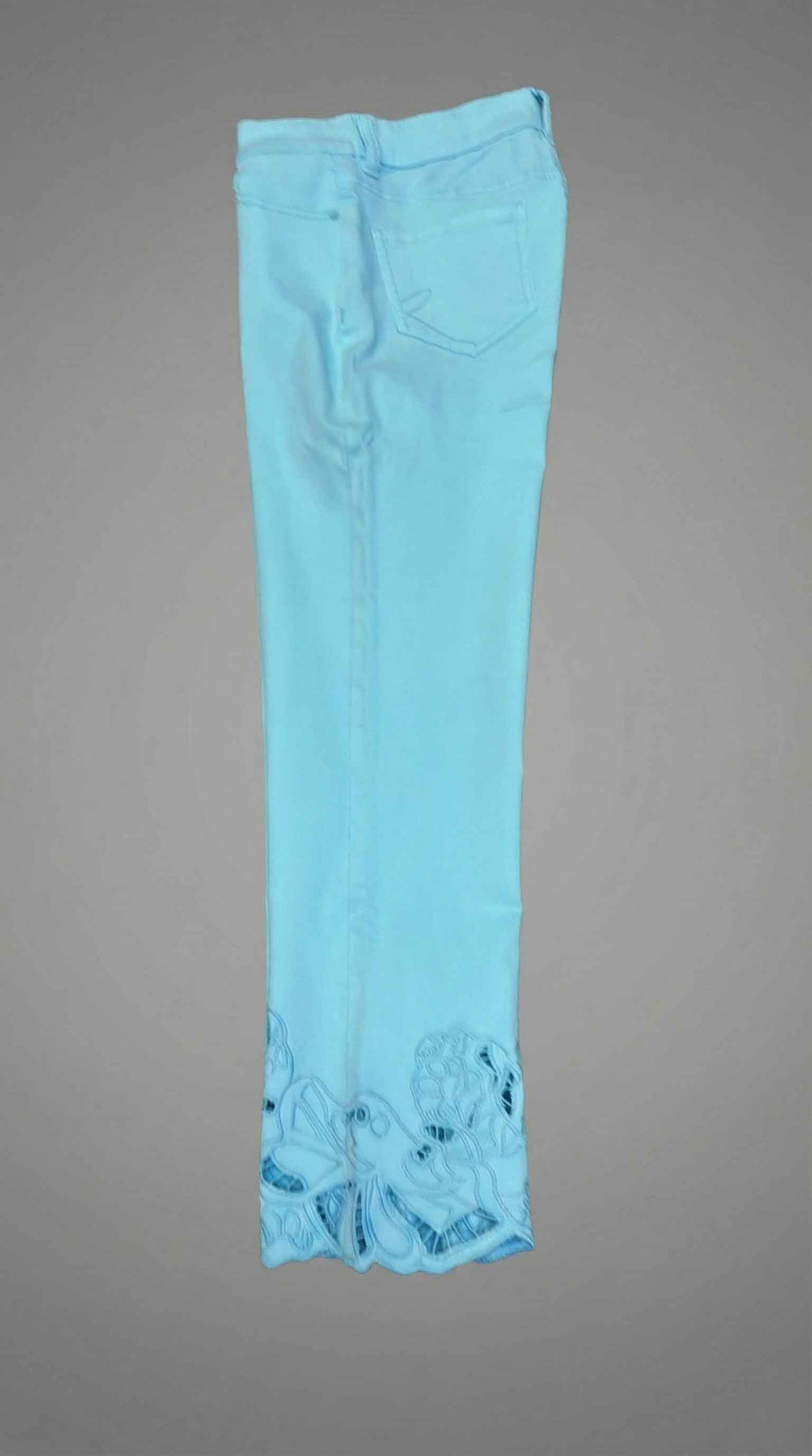 Woven Ankle Pant with Eyelet & Embroidery in Capri - Mildred Hoit
