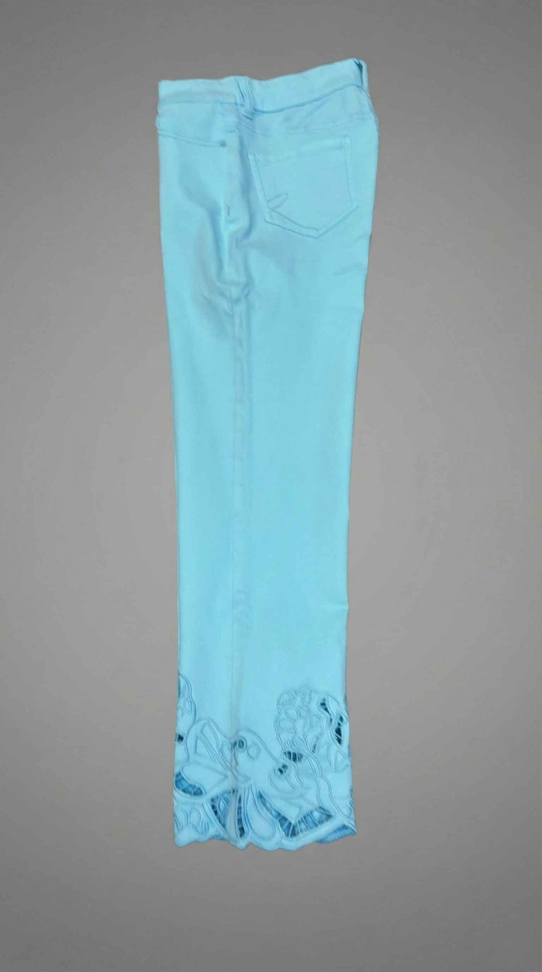 Woven Ankle Pant with Eyelet & Embroidery in Capri - Mildred Hoit