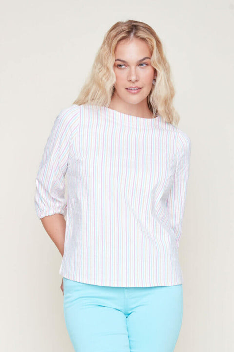 Seersucker Top in Multi available at Mildred Hoit in Palm Beach.