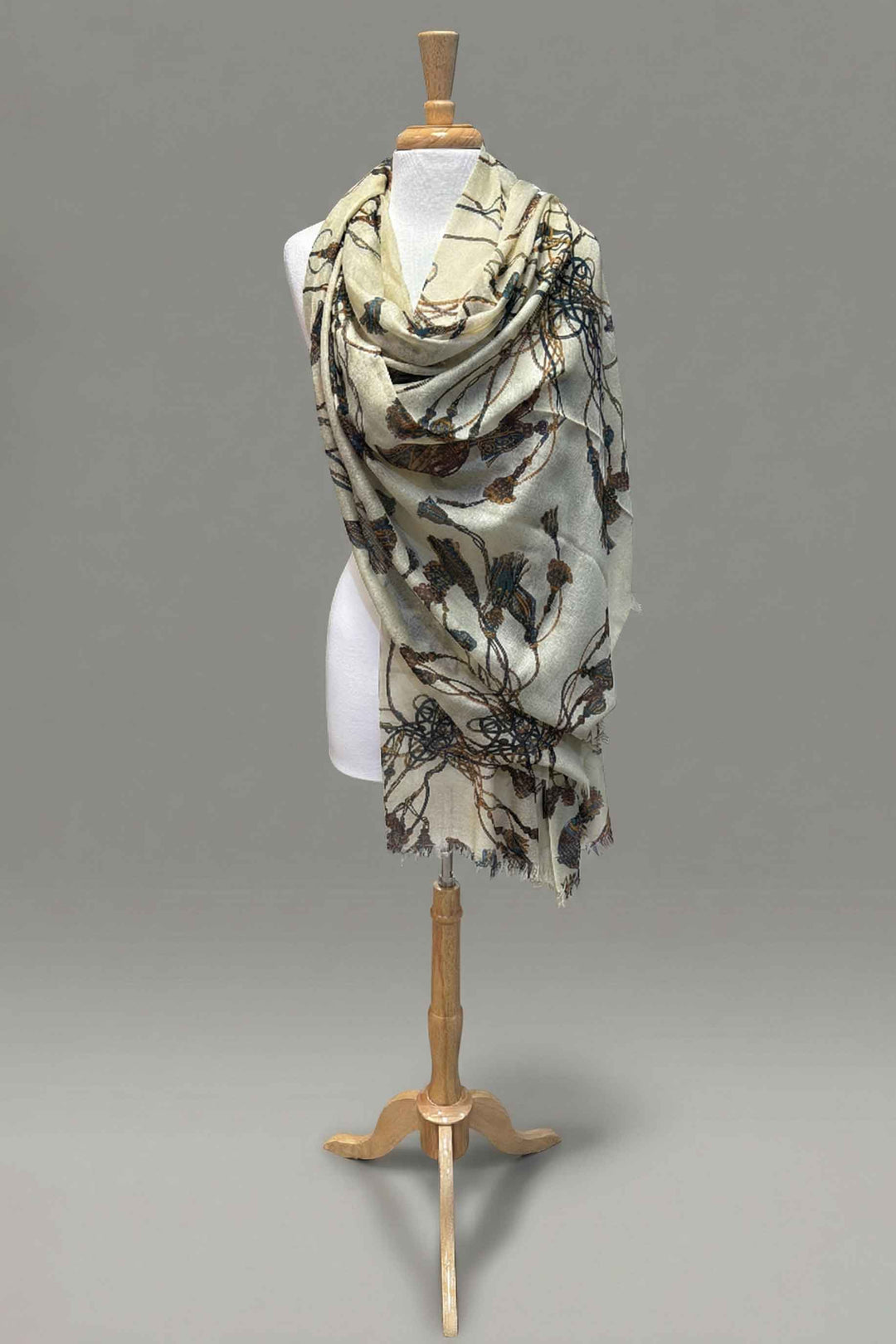 Richard Grand Tassels on Light Yellow Shawl - Mildred Hoit