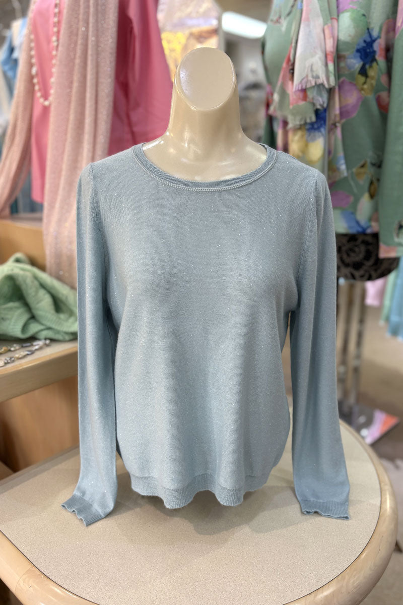 Richard Grand Sequined Sweater in Blue available at Mildred Hoit in Palm Beach.