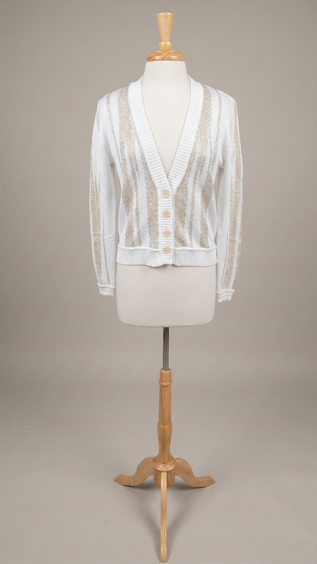 Embellished Cardigan in White & Silver - Mildred Hoit