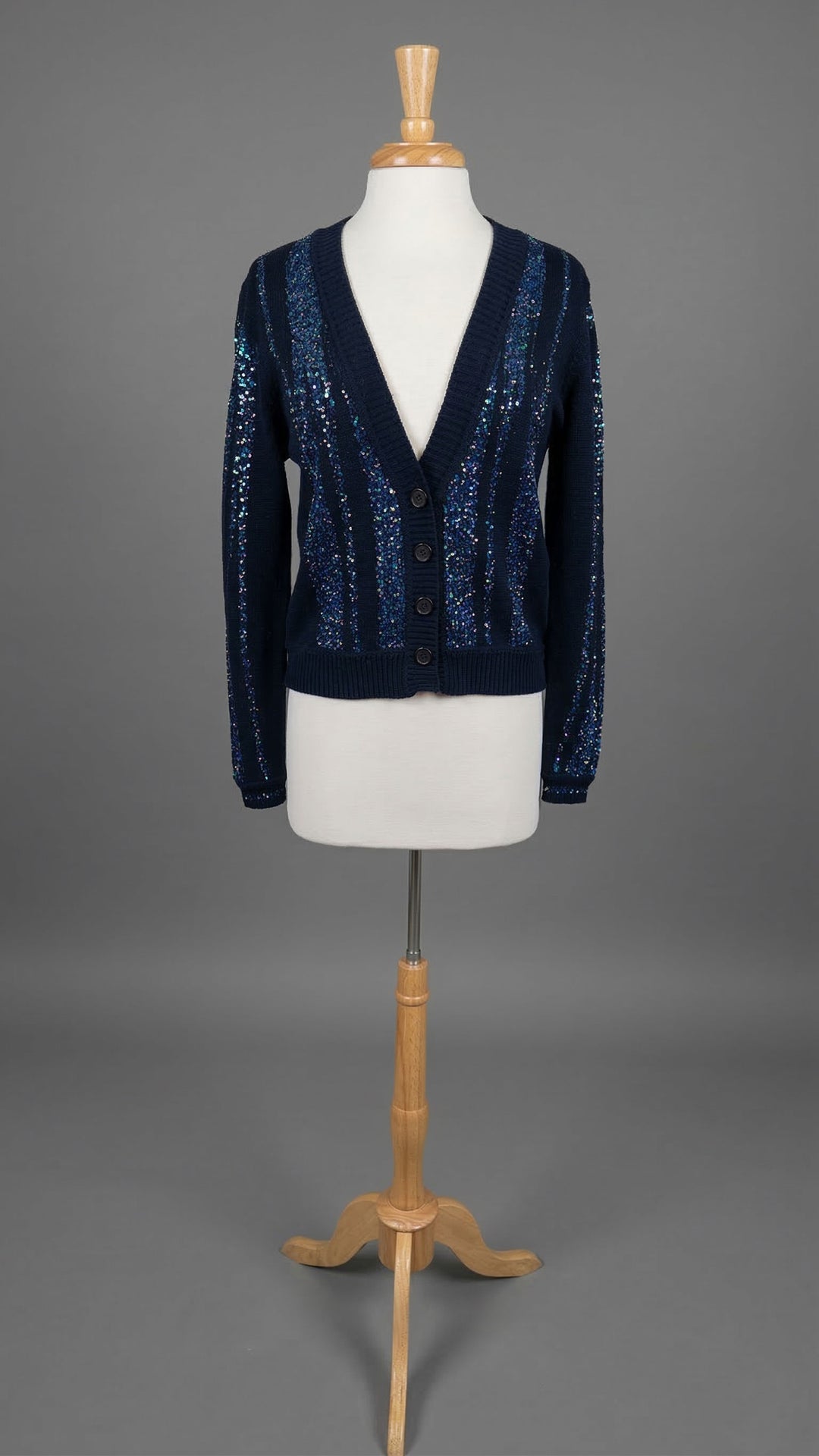Embellished Cardigan in Navy - Mildred Hoit