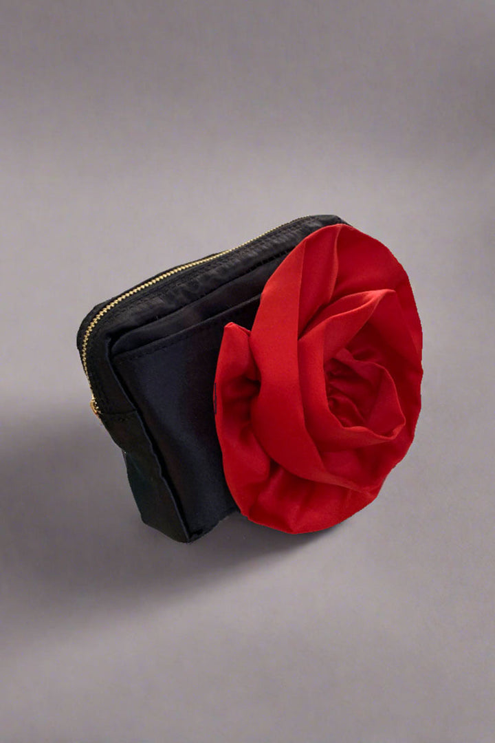 Rose Shaped Clutch Bag in Red and Black - Mildred Hoit