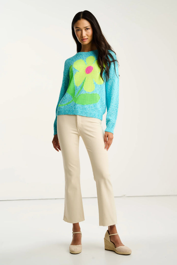 Lisa Todd Bel Fiore Sweater in Blue Crush - Mildred Hoit