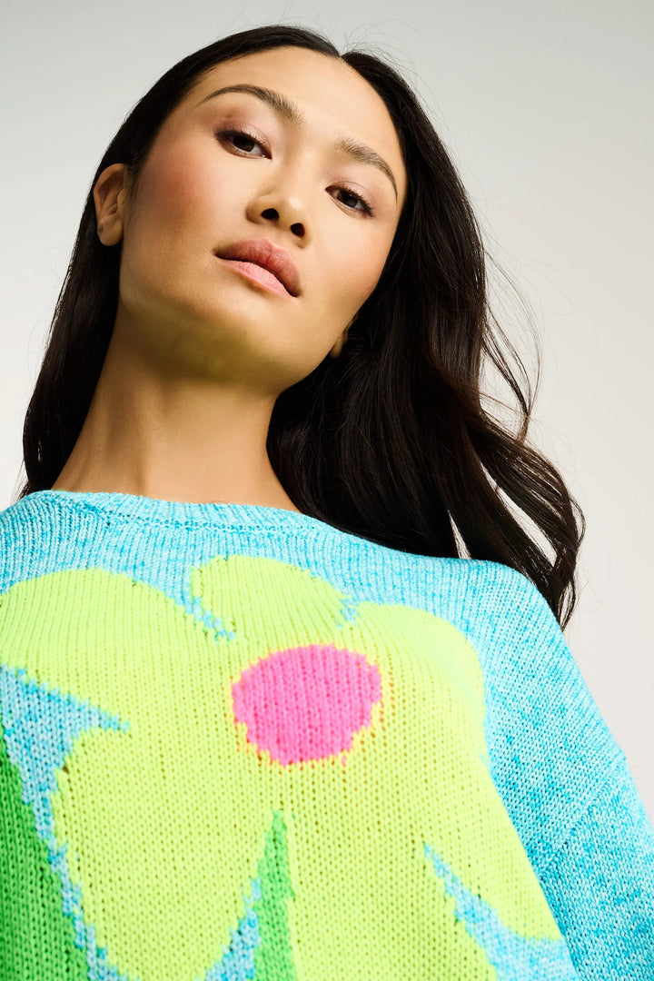 Lisa Todd Bel Fiore Sweater in Blue Crush - Mildred Hoit