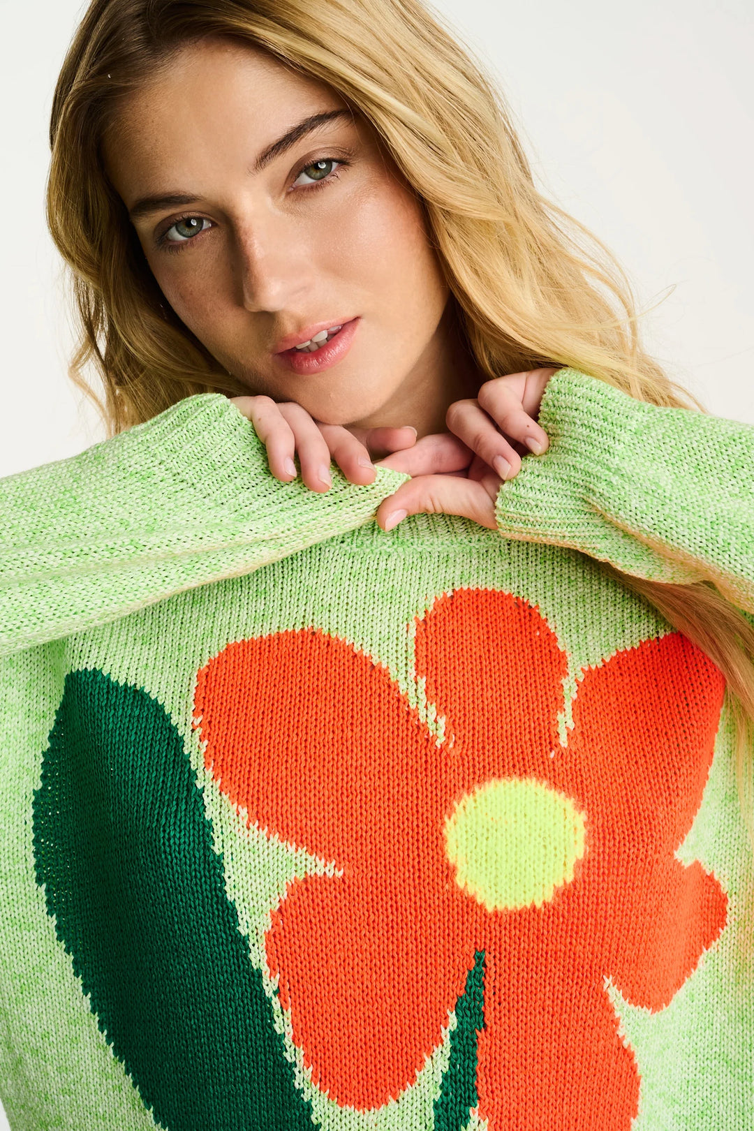 Lisa Todd Bel Fiore Sweater in Green Crush - Mildred Hoit