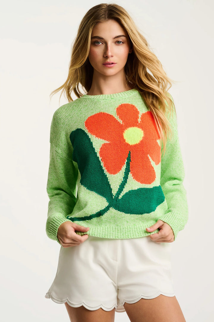 Lisa Todd Bel Fiore Sweater in Green Crush - Mildred Hoit