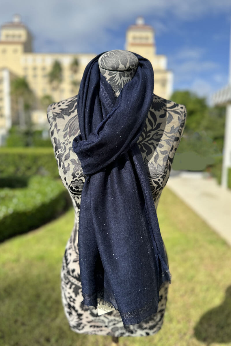 Kinross Sequin Shawl in Navy