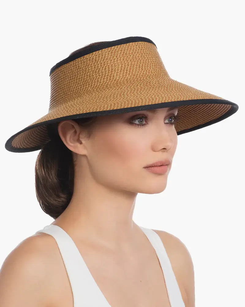 Eric Javits Lil Squishee® Visor in Natural & Black - Mildred Hoit
