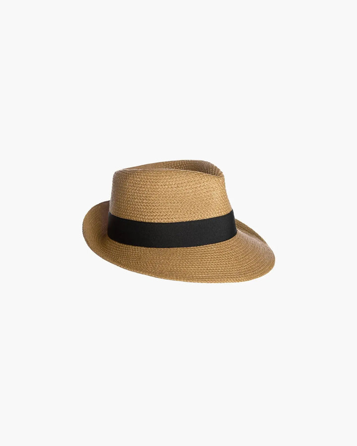Eric Javits Squishee® Classic Fedora In Natural & Black - Mildred Hoit