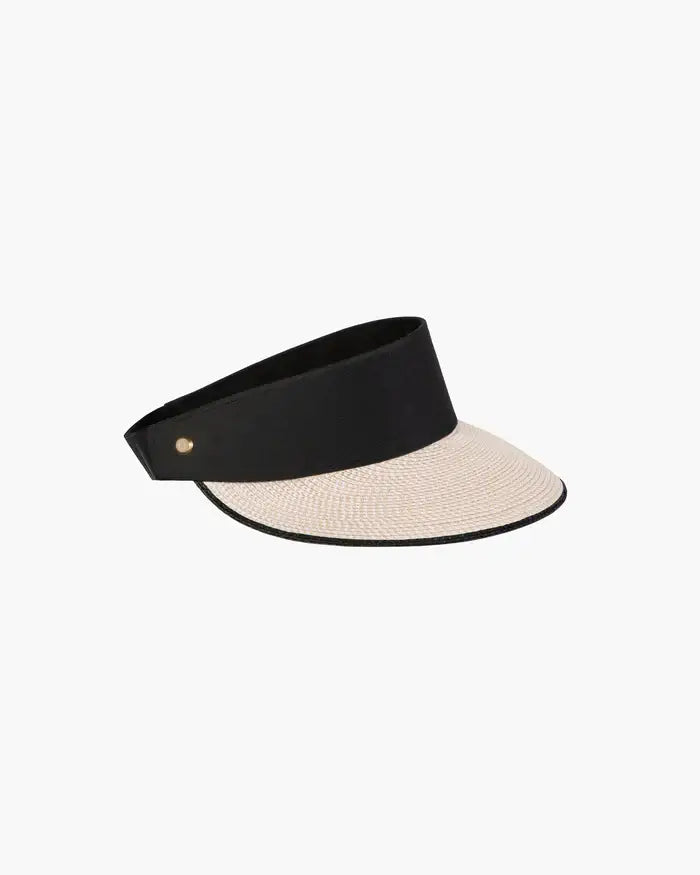 Eric Javits Champ Visor in Creme and Black - Mildred Hoit