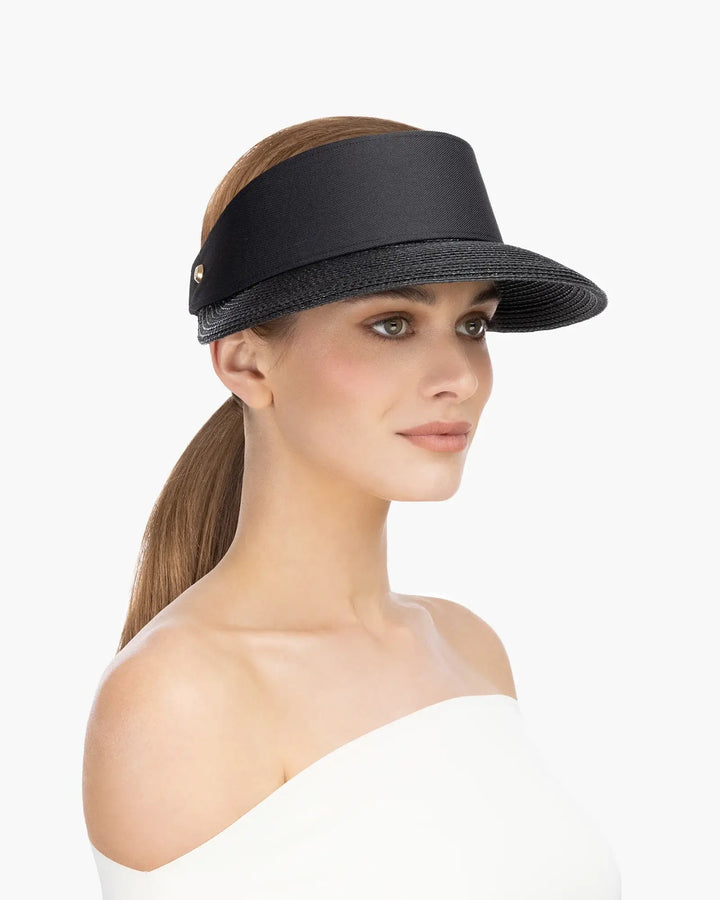 Eric Javits Champ Visor in Black - Mildred Hoit