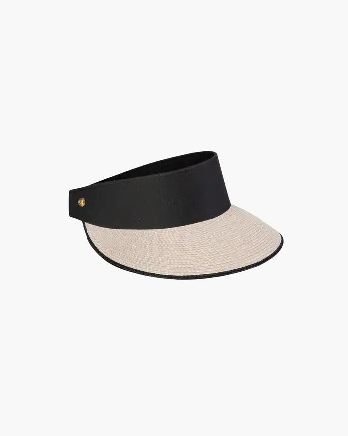 Eric Javits Champ Visor in Creme and Black - Mildred Hoit
