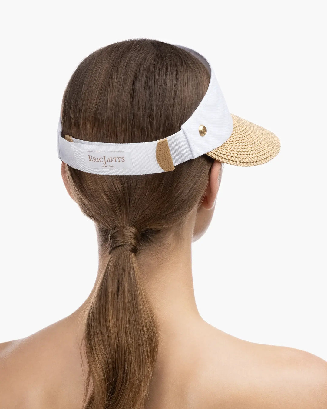 Eric Javits Champ Visor in Peanut & White - Mildred Hoit