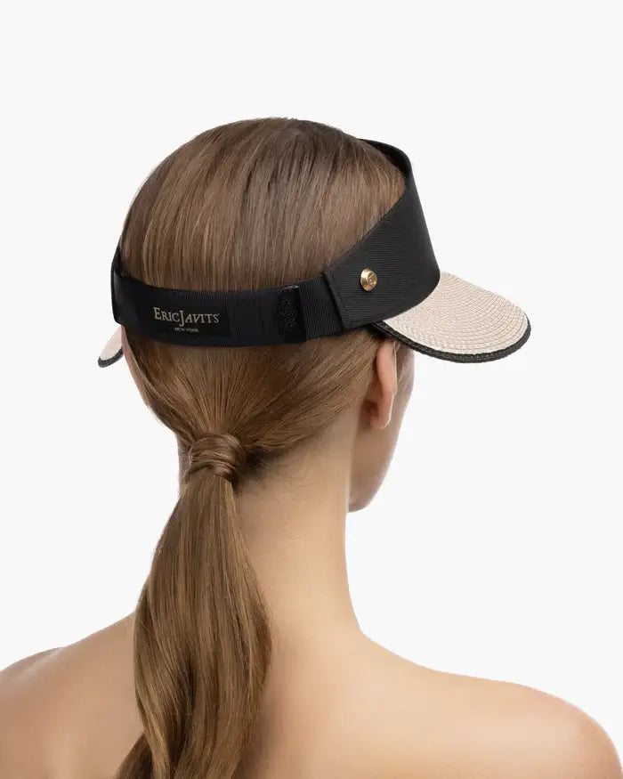 Eric Javits Champ Visor in Creme and Black - Mildred Hoit
