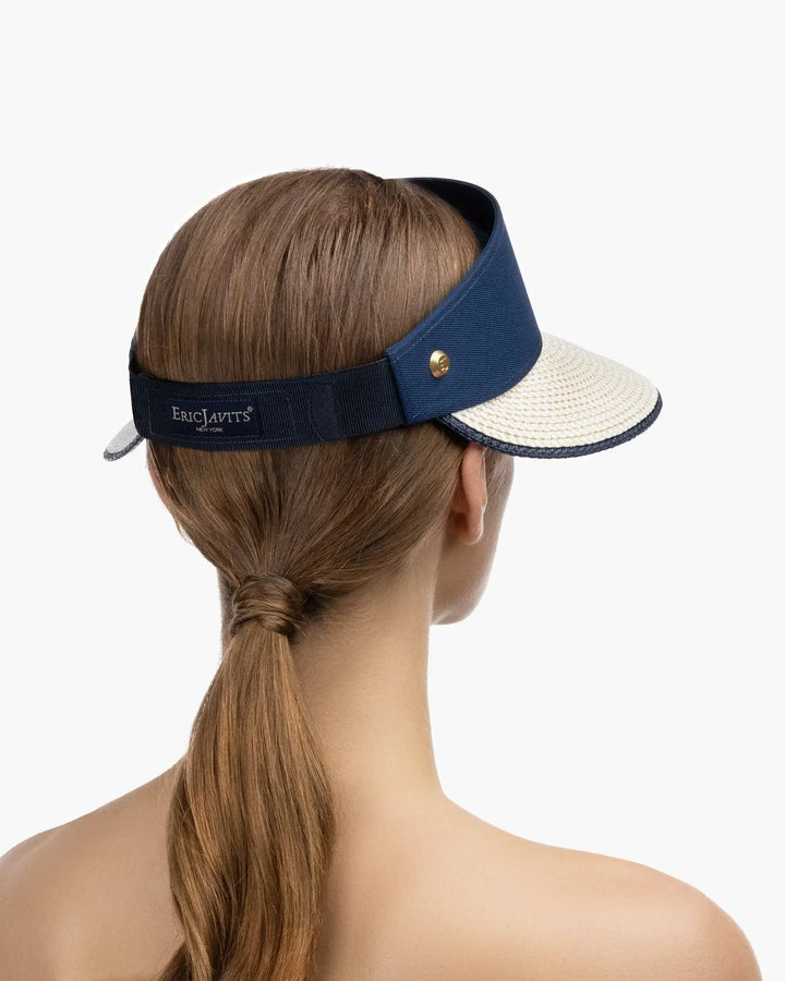 Eric Javits Champ Visor in White Mix & Navy