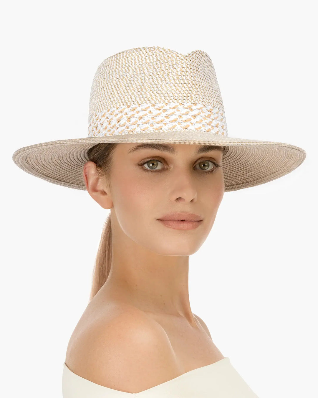 Eric Javits Squishee® Bayou Fedora Hat in White MIx - Mildred Hoit