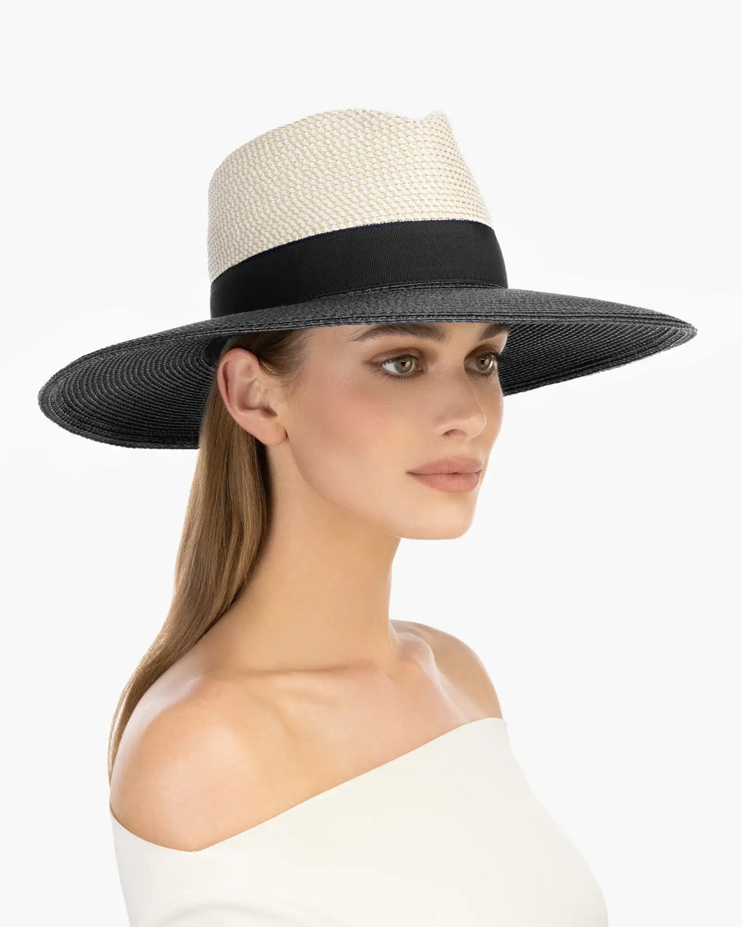 Eric Javits Lady Daphne Hat in White Mix & Black - Mildred Hoit