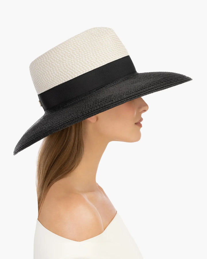 Eric Javits Lady Daphne Hat in White Mix & Black - Mildred Hoit