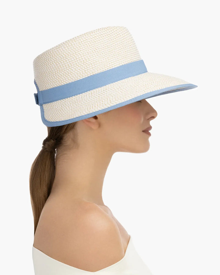 Eric Javits SunCrest Visor Fedora in Blue Mix - Mildred Hoit