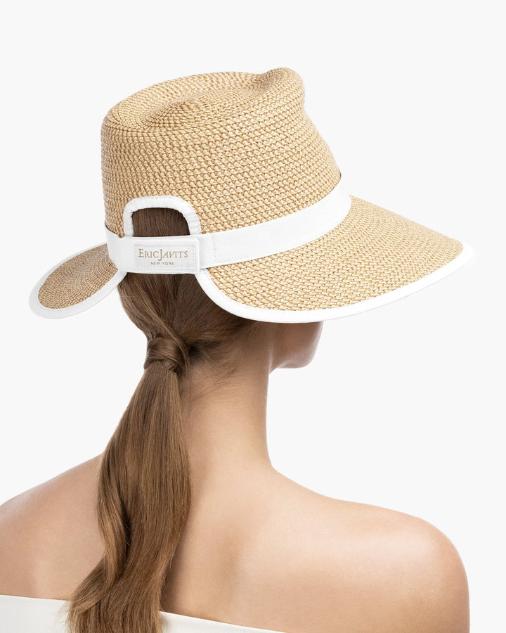 Eric Javits SunCrest Visor Fedora in Peanut & White - Mildred Hoit