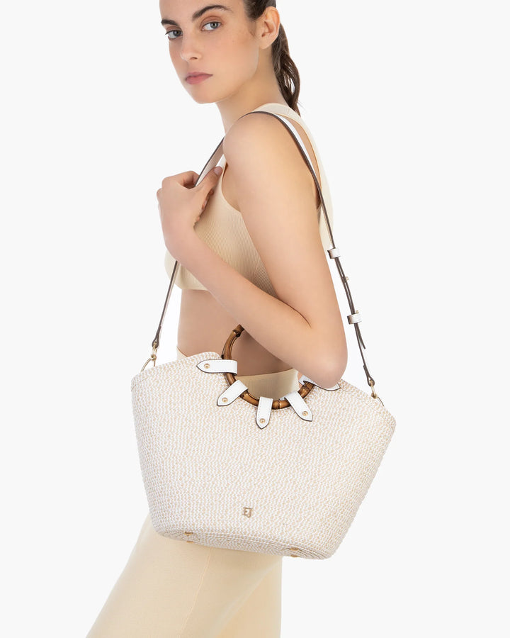Eric Javits My Way Jr Bag in White Mix - Mildred Hoit