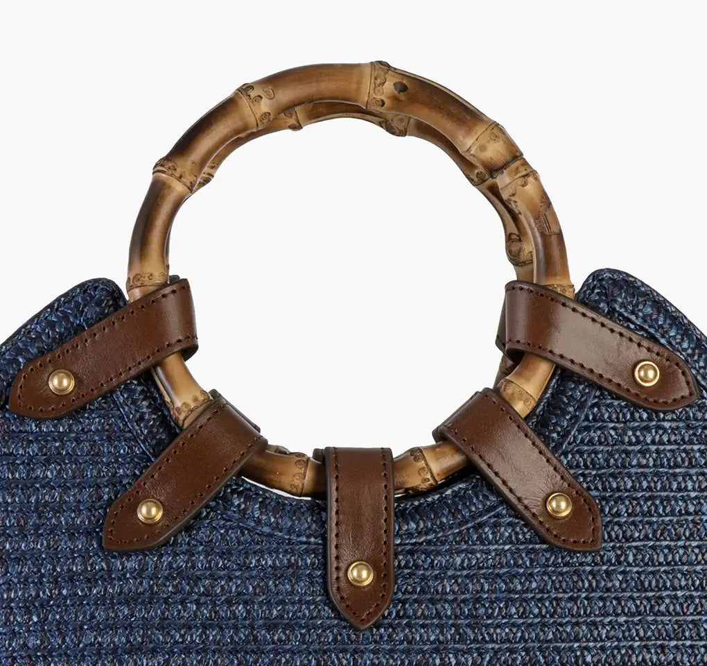 Eric Javits My Way Straw Bag in Navy