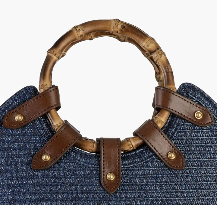 Eric Javits My Way Straw Bag in Navy
