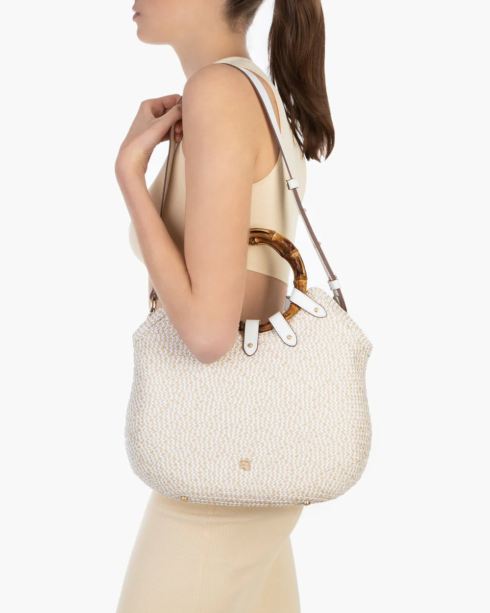 Eric Javits My Way Straw Bag in White Mix - Mildred Hoit