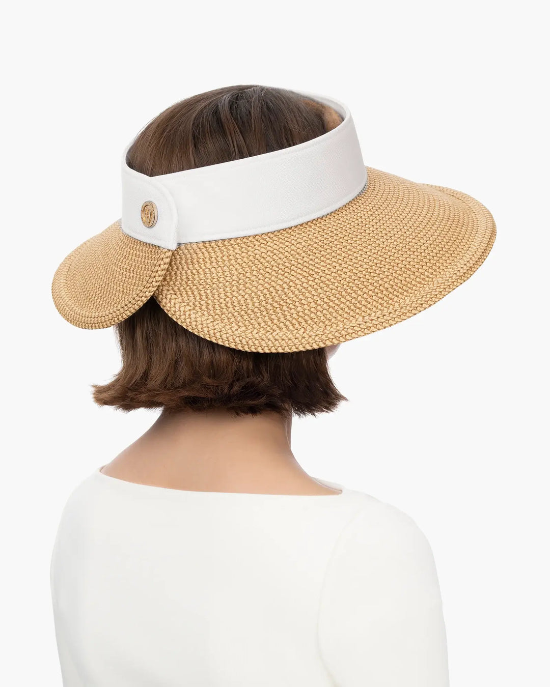 Eric Javits Squishee® Halo Visor in Peanut & White - Mildred Hoit