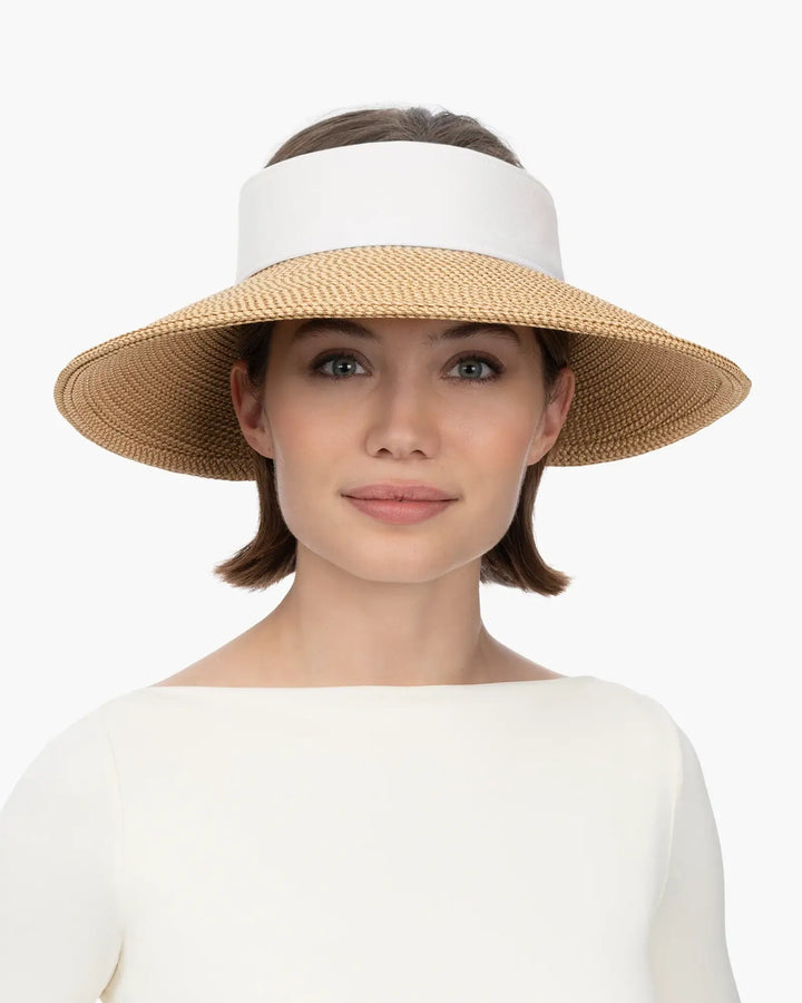 Eric Javits Squishee® Halo Visor in Peanut & White - Mildred Hoit
